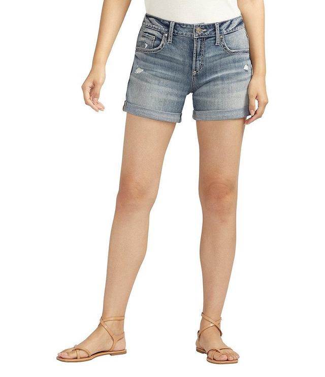 Silver Jeans Co. Mid Rise Luxe Stretch Rolled Cuff Boyfriend Shorts Product Image