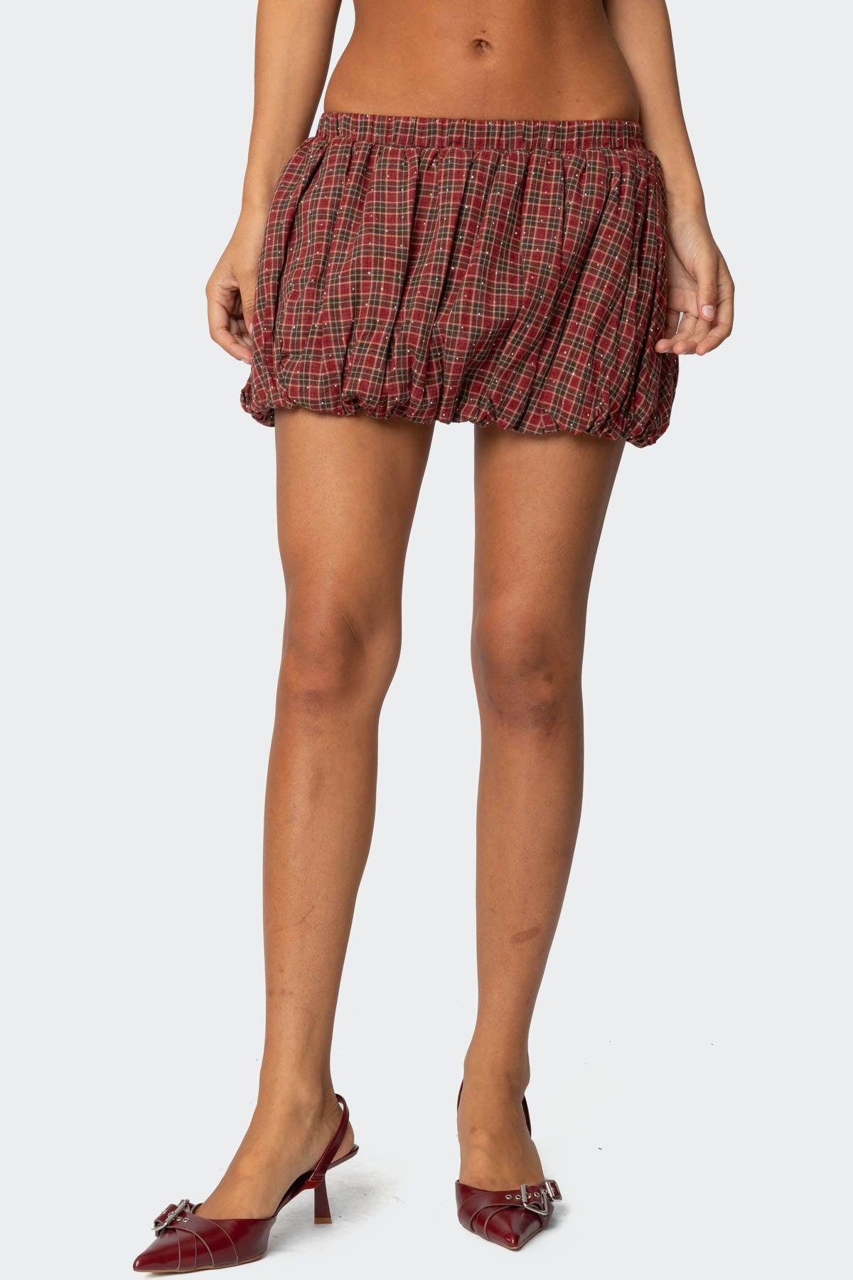 Marlene Plaid Bubble Mini Skirt Product Image