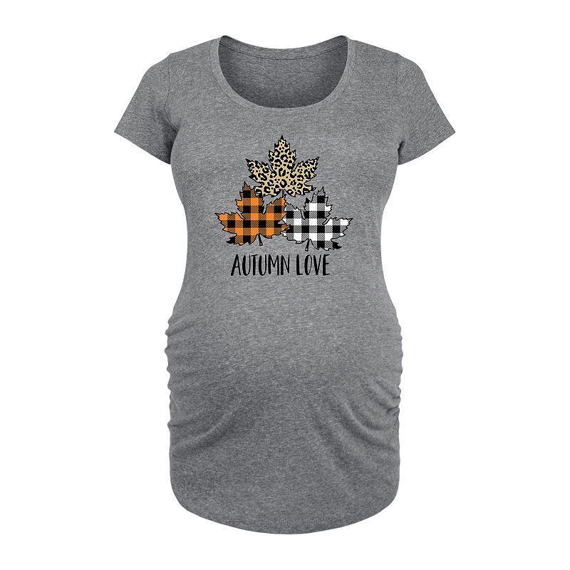 Maternity Autumn Love Graphic Tee, Womens Med Grey Product Image