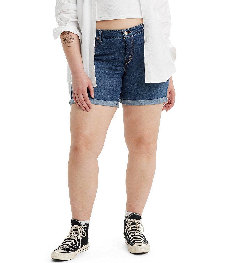 Levi's Plus Size Mid-Length Rolled Hem Denim Shorts Product Image