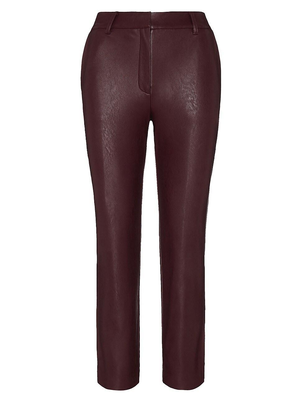 Womens Faux Leather Crop Straight Trousers Product Image