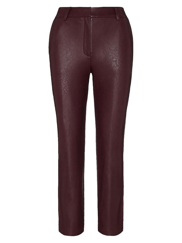 Womens Faux Leather Crop Straight Trousers Product Image