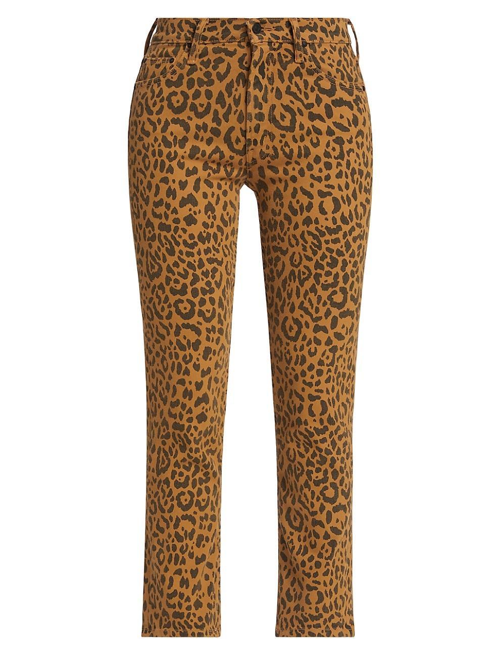 Womens The Rider Leopard Mid-Rise Crop Jeans Product Image