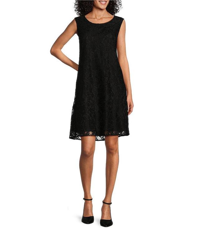 Caroline Rose Flora Lace Scoop Neck Sleeveless A-Line Dress Product Image