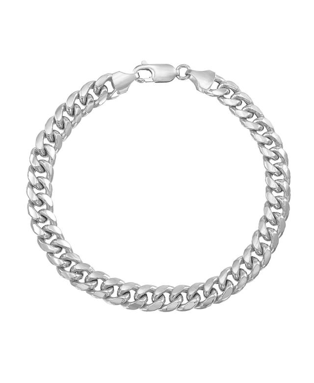 Italian Gold Mens Miami Cuban Link 8-1/2 Bracelet (7mm)in 10k White Gold Product Image