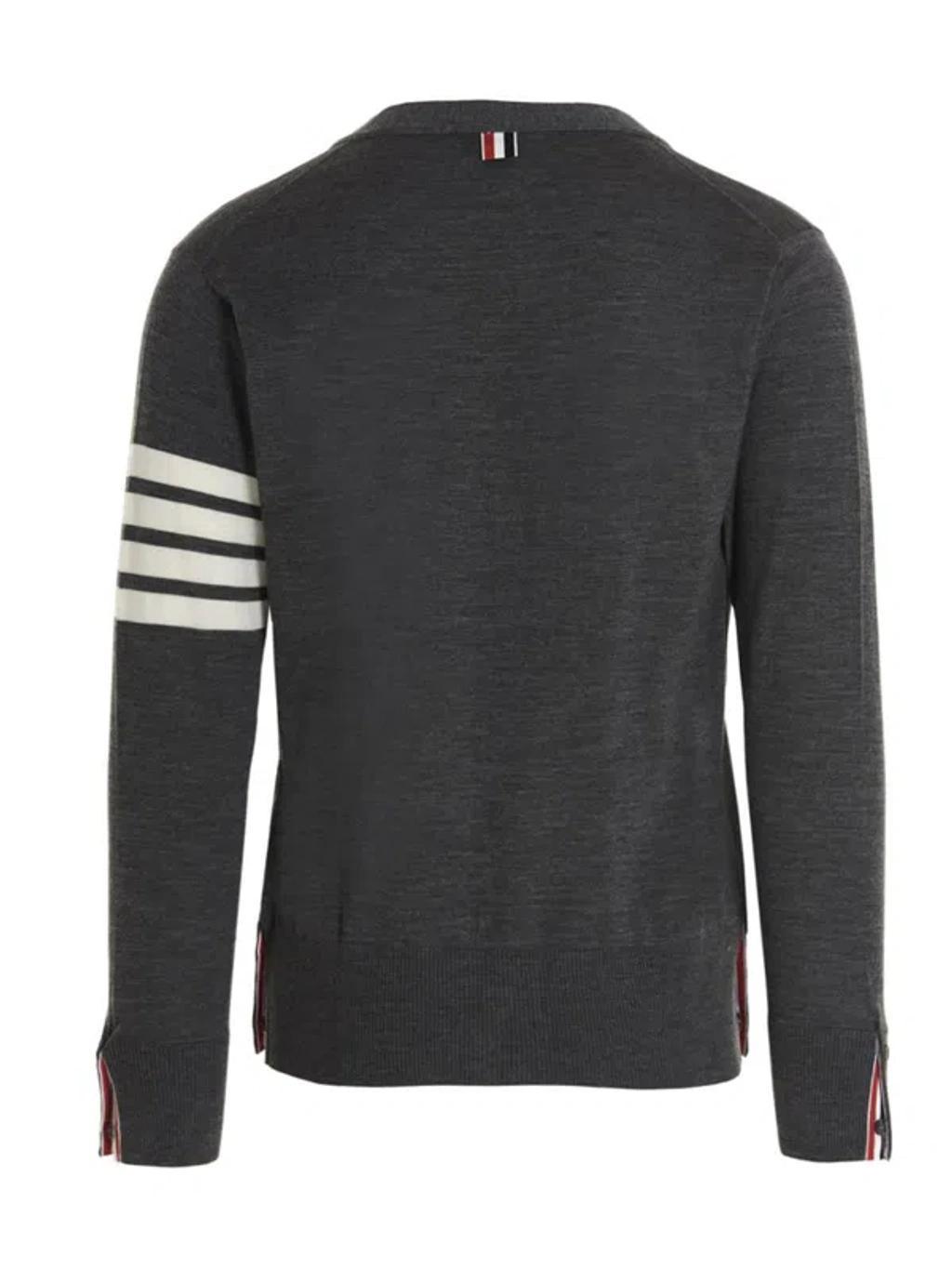 THOM BROWNE Merino Wool Cardigan In Med Grey Product Image