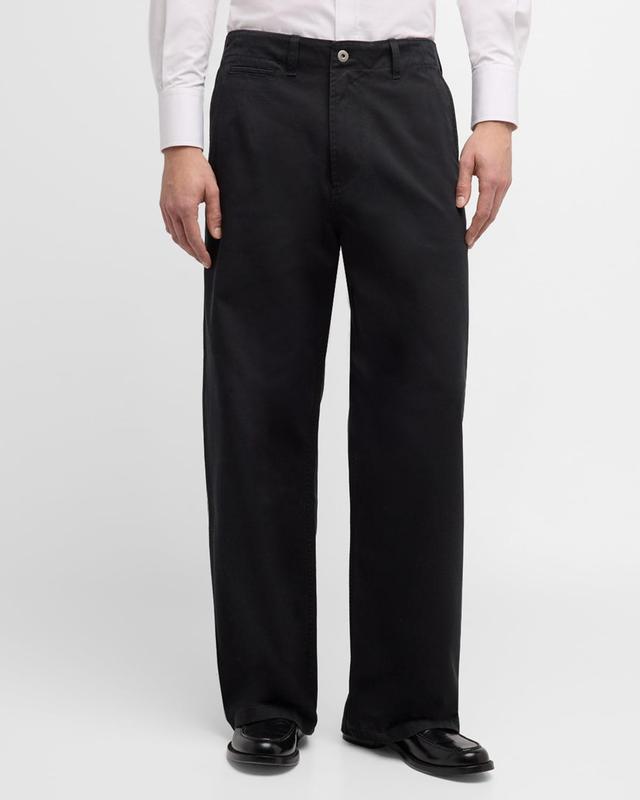 Mens Wide-Leg Gabardine Trousers Product Image