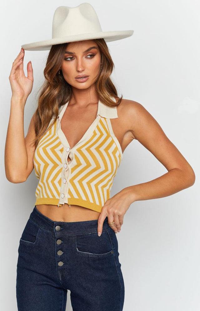 Suit Up Striped Crop Top Yellow Product Image