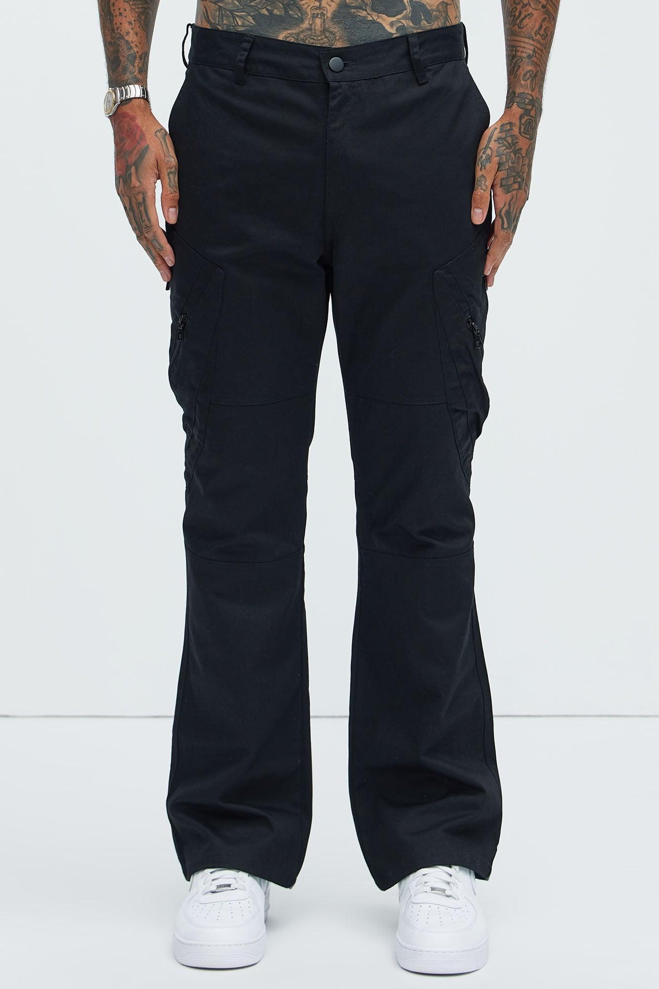 Racer Panel Stacked Slim Flare Pants - Black Product Image