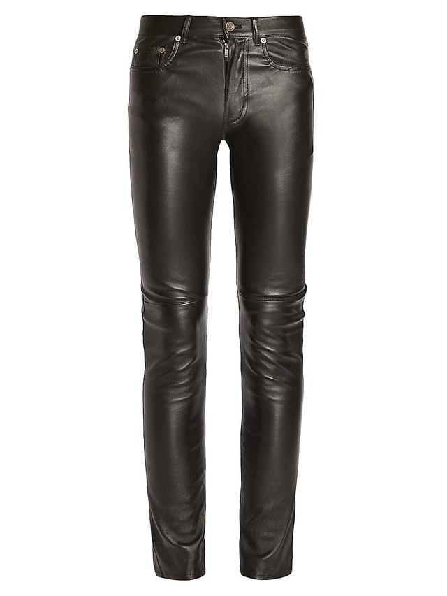 Mens Skinny Pants In Stretch Grained Leather Product Image