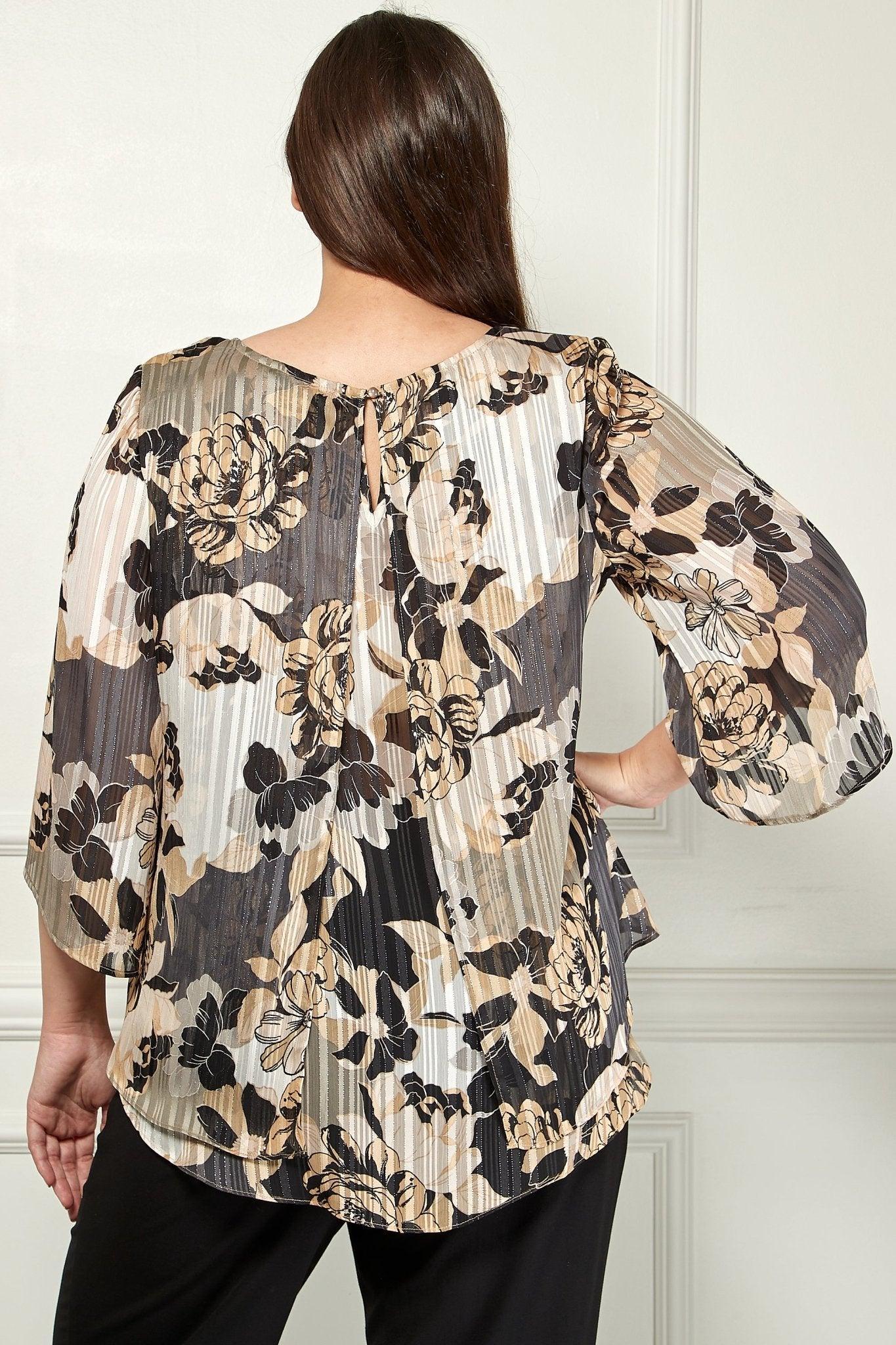 Floral Print Poly Satin Blouse - Plus Product Image