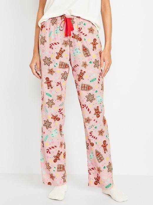 Mid-Rise Printed Flannel Pajama Pants Product Image