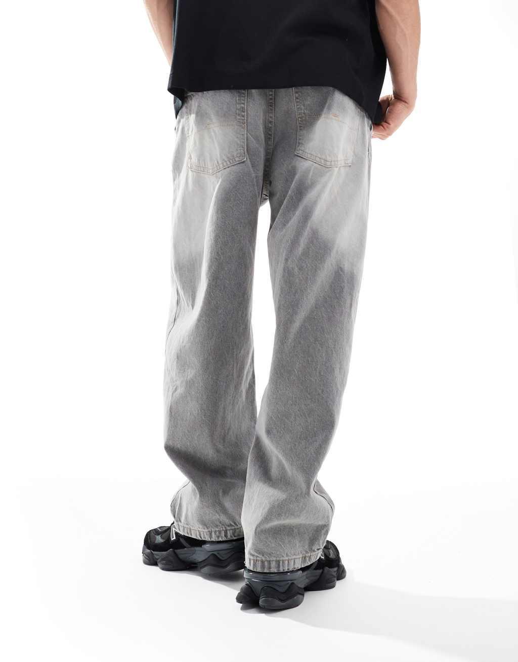 Bershka skater fit jeans in washed gray Product Image