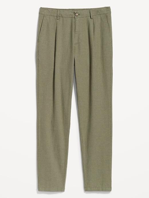 Loose Taper Linen-Blend Ankle Pants Product Image