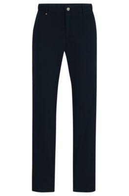 Slim-fit Trousers In Stretch Cotton In Dark Blue Product Image