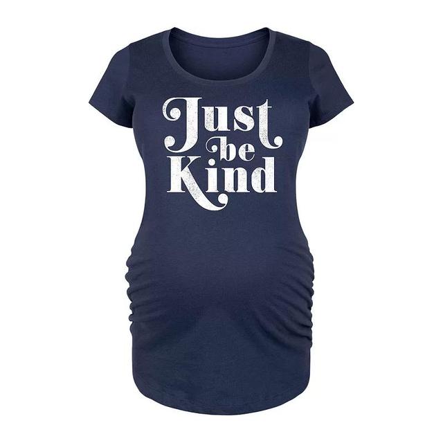 Maternity Just Be Kind White Ink Distressed Graphic Tee, Womens Blue Product Image