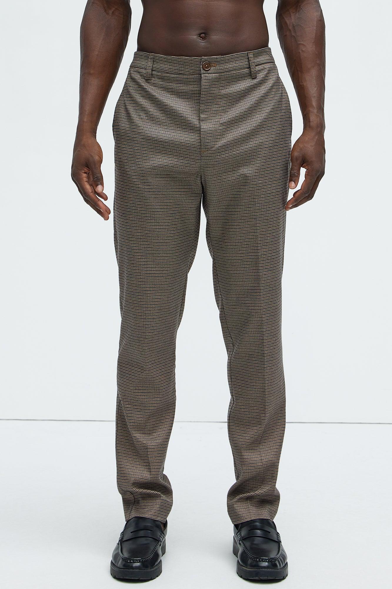 Inoa Houndstooth Slim Trousers - Brown/combo Product Image