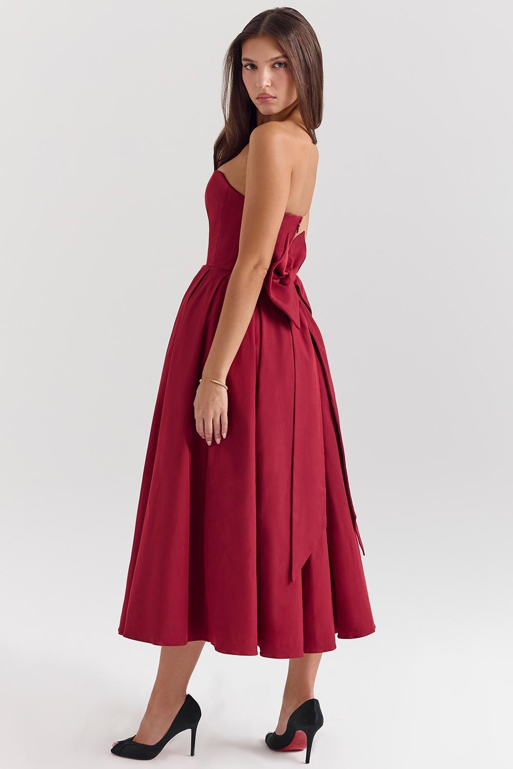 Pandora Berry Strapless Detachable Bow Midi Dress Product Image