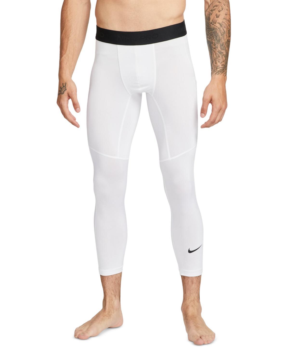 Nike Pro Mens Dri-fit 3/4-Length Fitness Tights - White Product Image