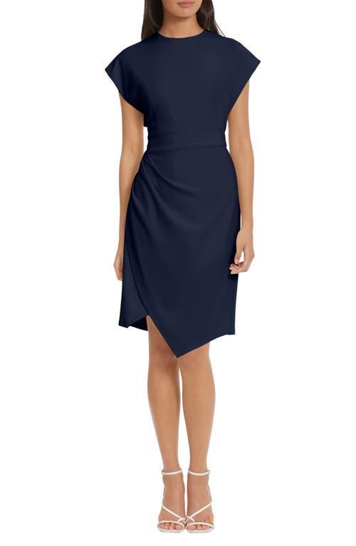 Donna Morgan Stretch Scuba Crepe Crew Neckline Short Sleeve Midi Dress Product Image