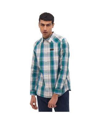 Bench Dna Mens Tycho Long Sleeve Check Shirt - White/green Product Image