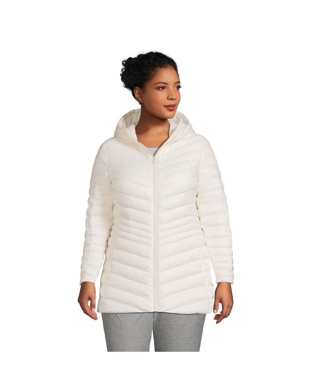 Womens Lands End Hooded Down Wanderweight Ultralight Packable Jacket Product Image