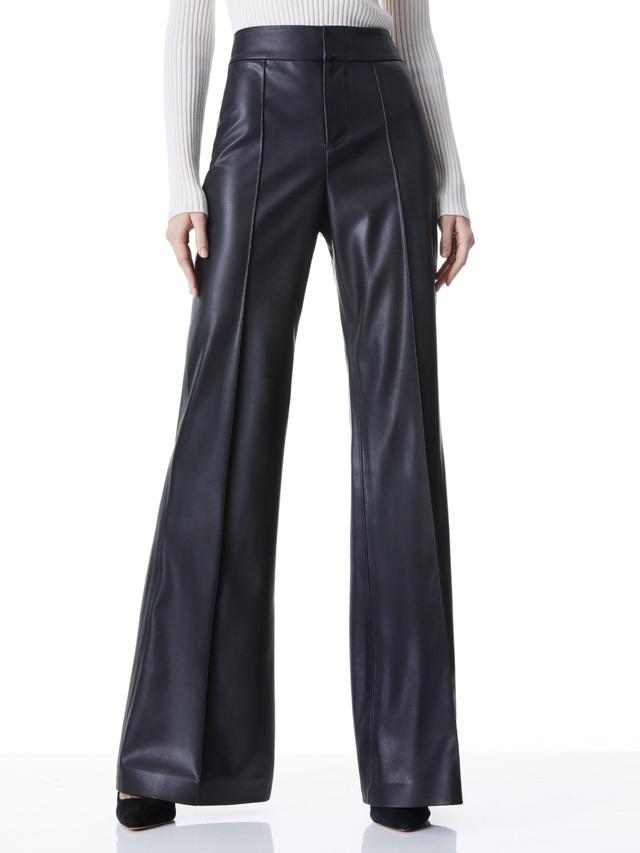 ALICE AND OLIVIA Dylan High Waist Wide Leg Pants In Black Vegan Leather Product Image