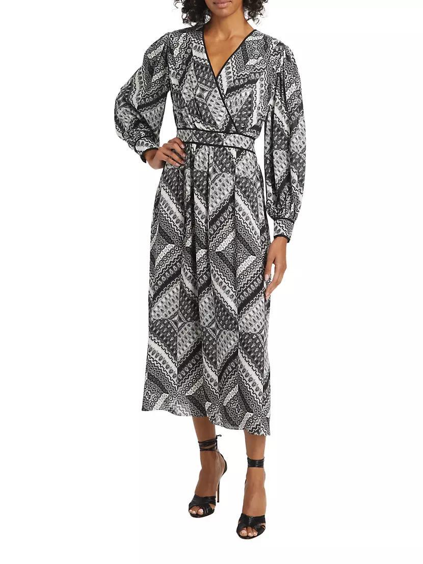 The Caelan Printed Silk Midi-Dress Product Image