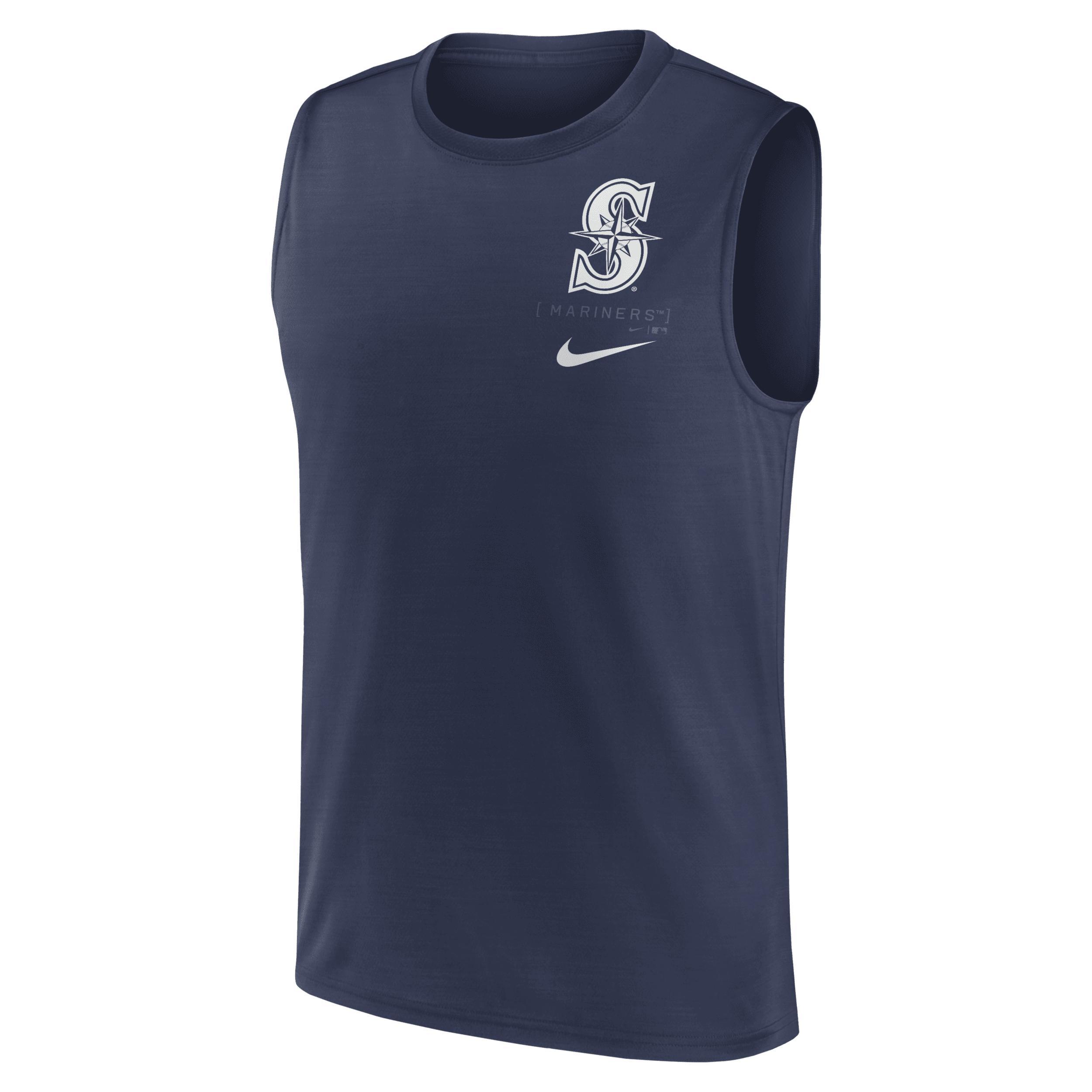 Seattle Mariners Large Logo Nike Men's Dri-FIT MLB Muscle Tank Top Product Image