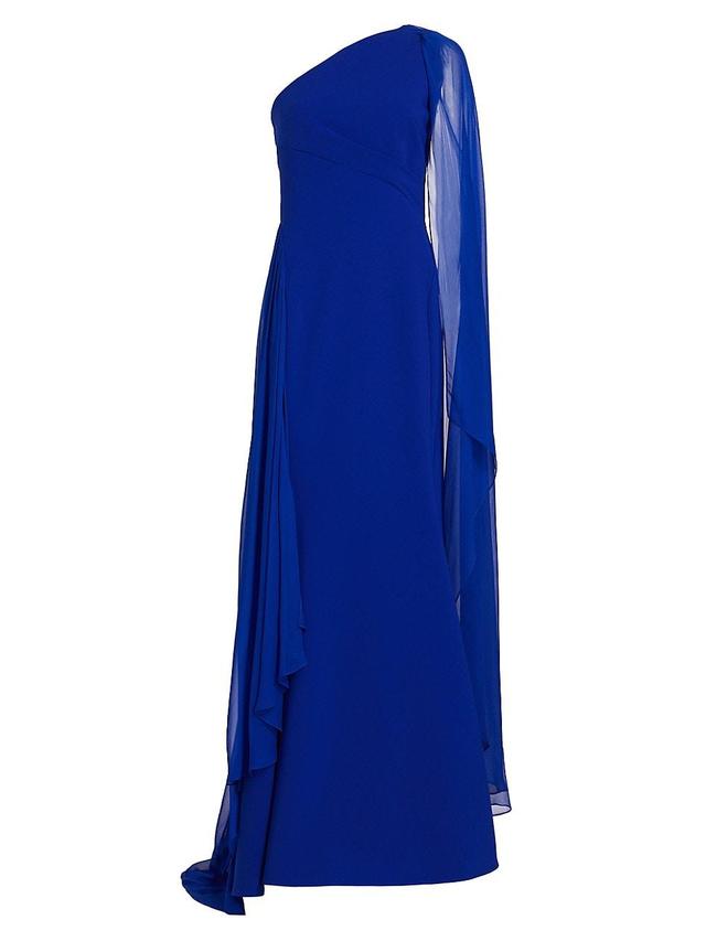 Womens One-Shoulder Silk Chiffon Gown Product Image