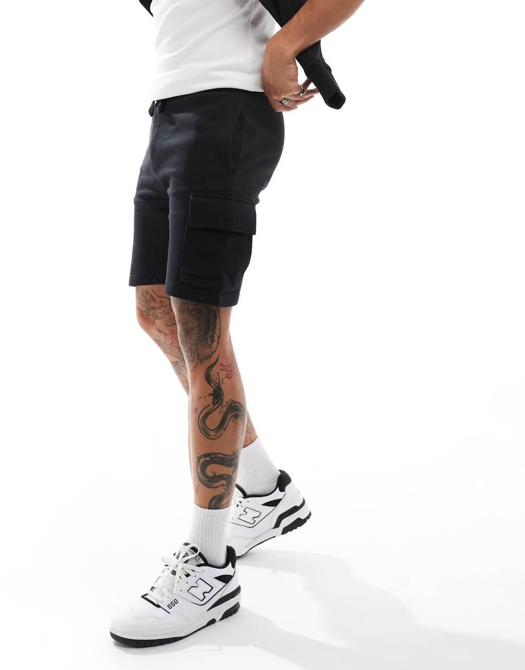 French Connection jersey shorts in black Product Image