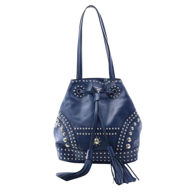 - Leather Shoulder Bag () In Navy Product Image