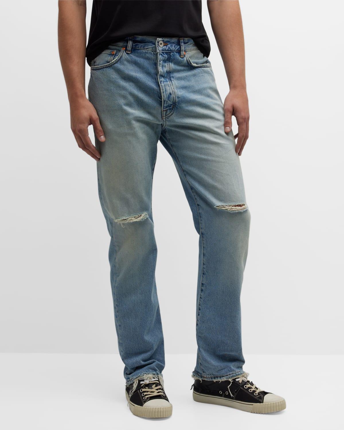 Mens Distressed Vintage-Wash Jeans Product Image