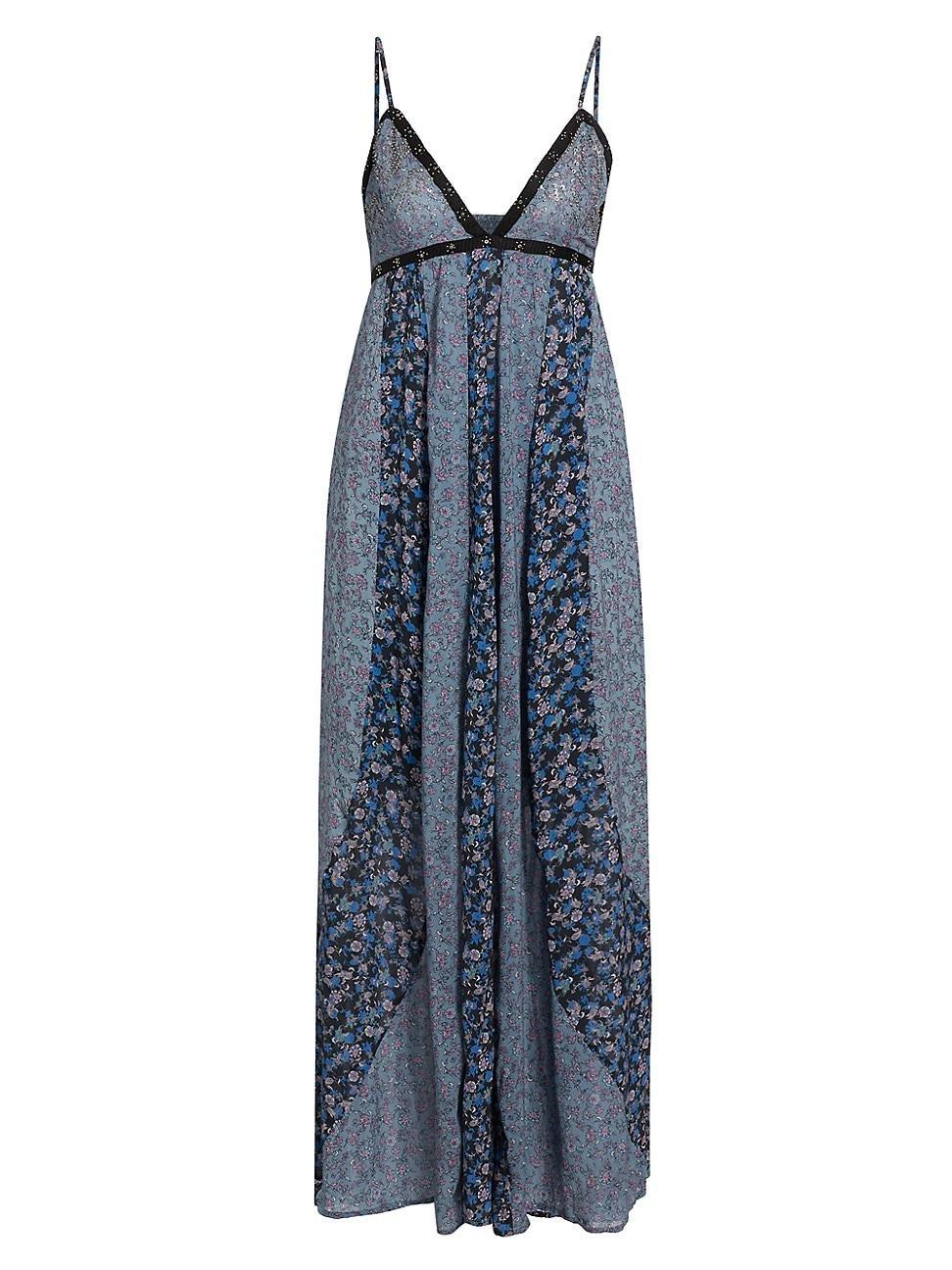 Womens Forever Time Paneled Floral Maxi Dress Product Image