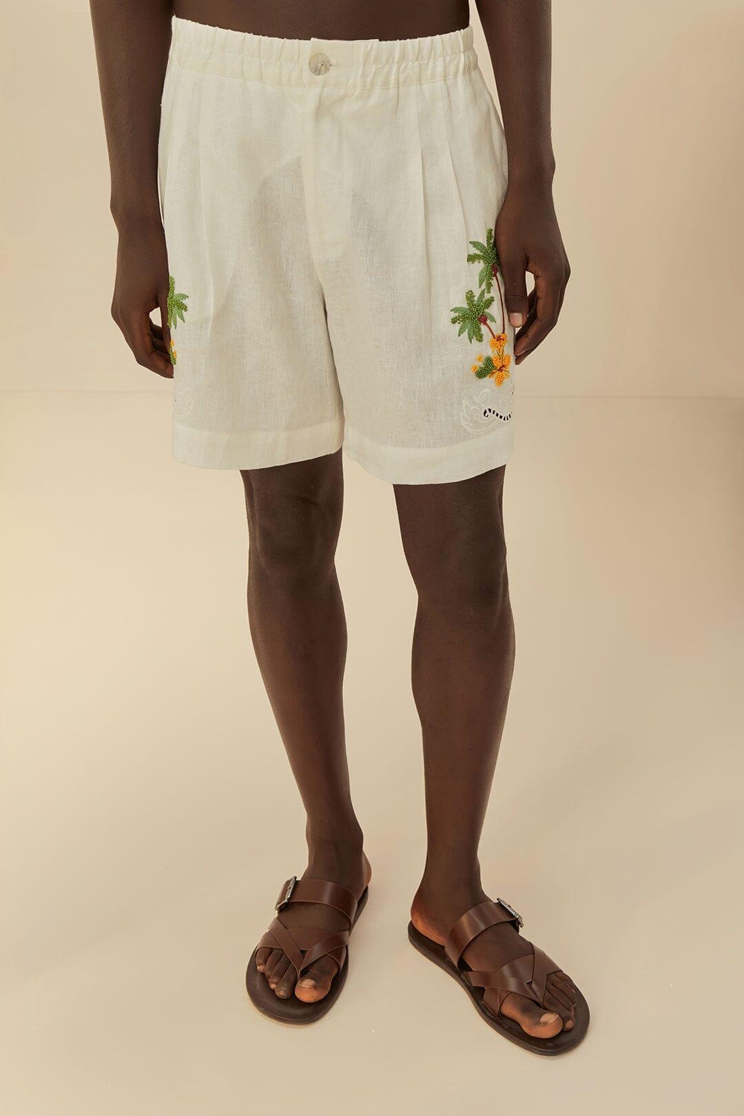 Tropical Destination Embroidered Euroflax™ Premium Linen Shorts Product Image