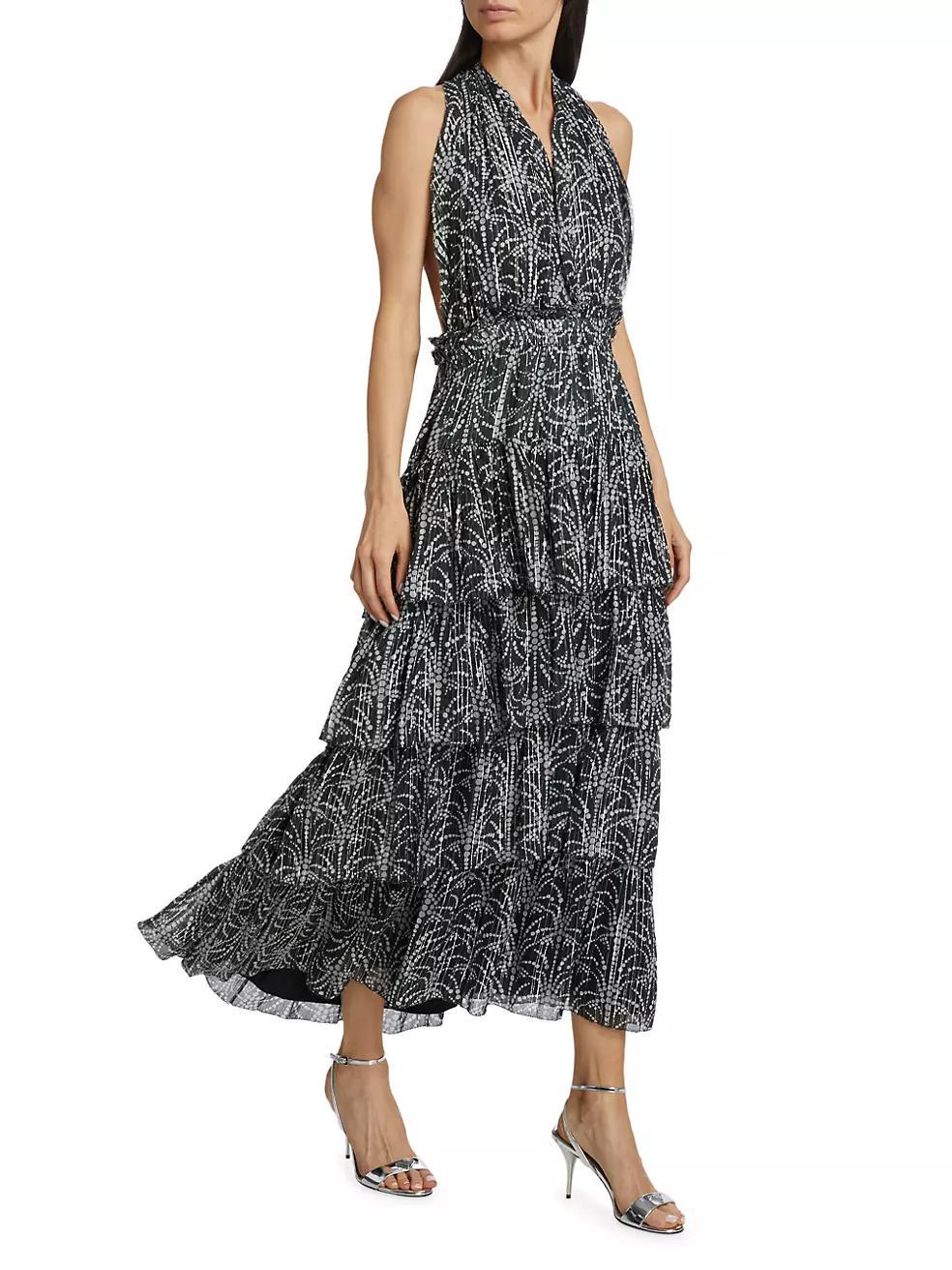 Zandra Abstract Tiered Midi-Dress Product Image