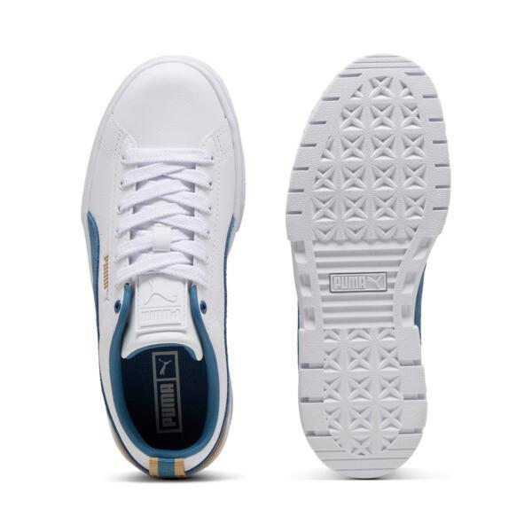 PUMA Mayze Leather Women's Sneakers in White/Blue Horizon Product Image