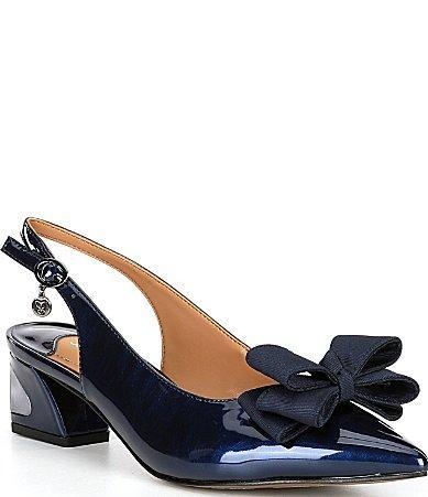 J. Renee Kimma Patent Bow Slingback Pumps Product Image