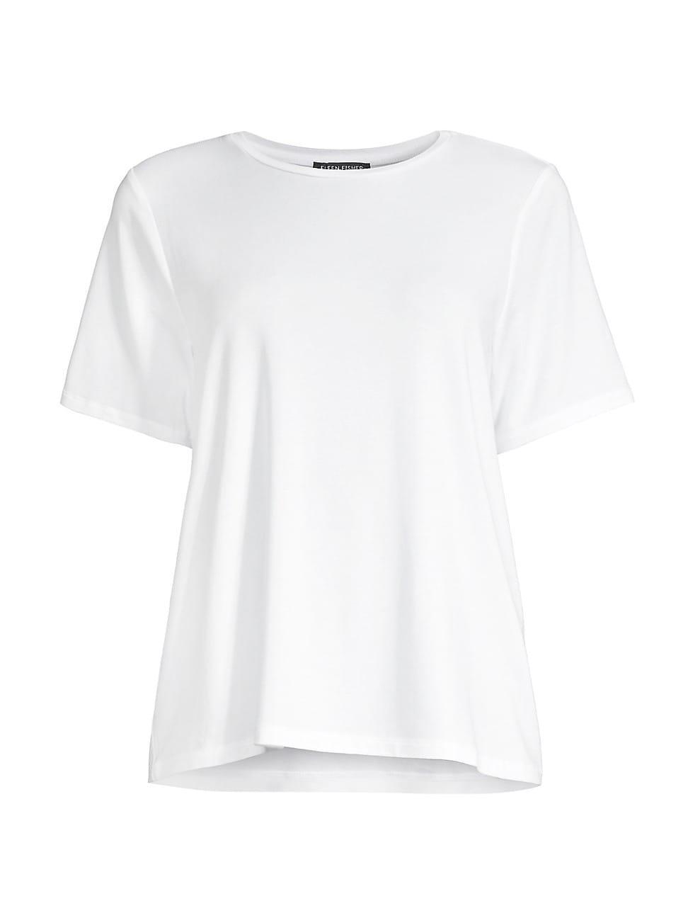 Eileen Fisher Tencel Lightweight Jersey Crew Neck Short Sleeve Shirt Product Image