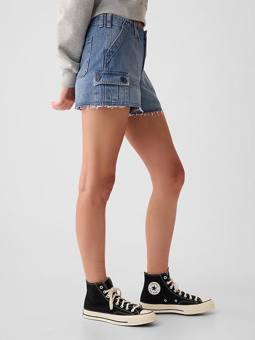 Low Rise Y2K Cargo Denim Shorts Product Image