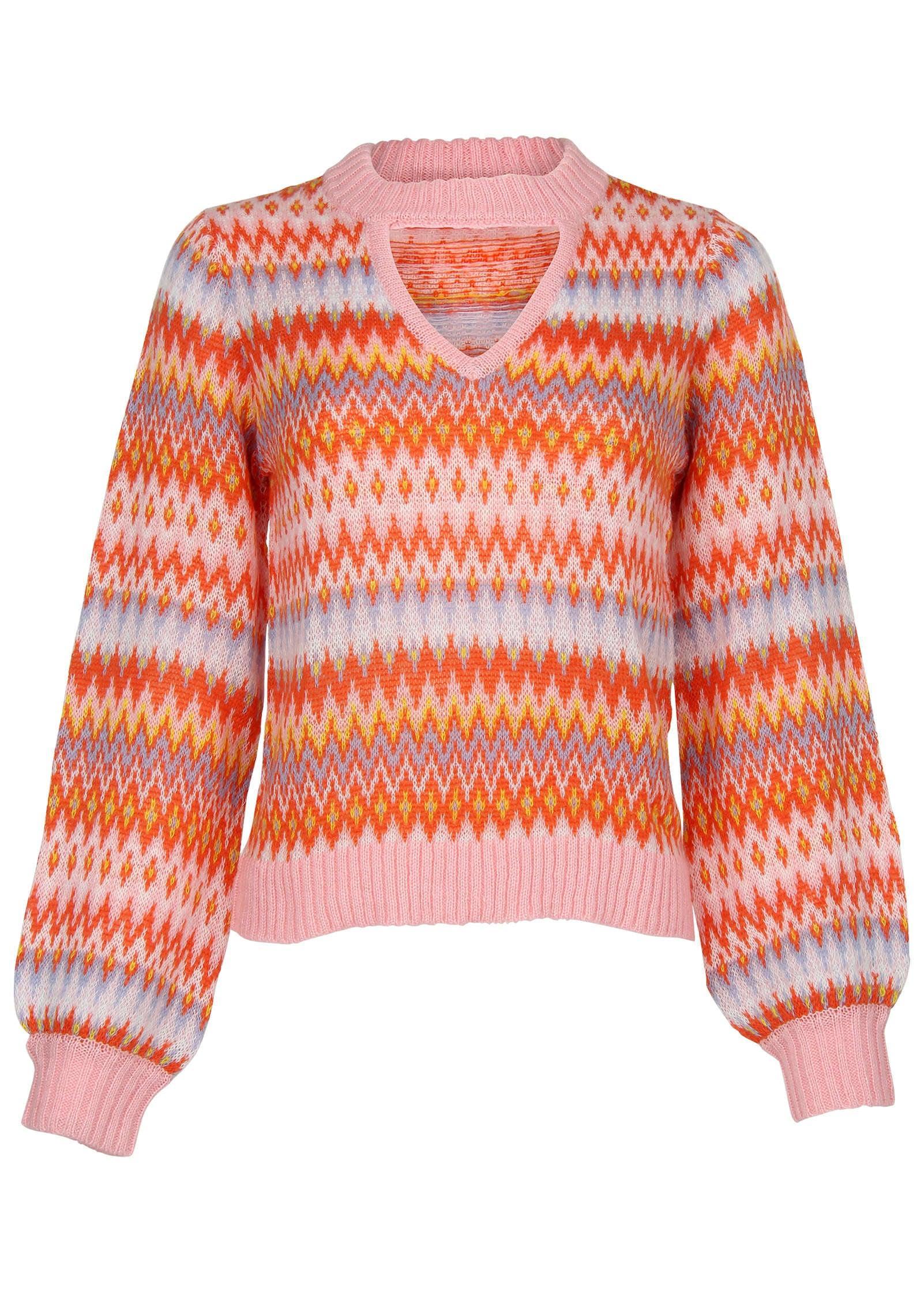 Fair Isle Mock Neck Sweater - Peach Dust product image