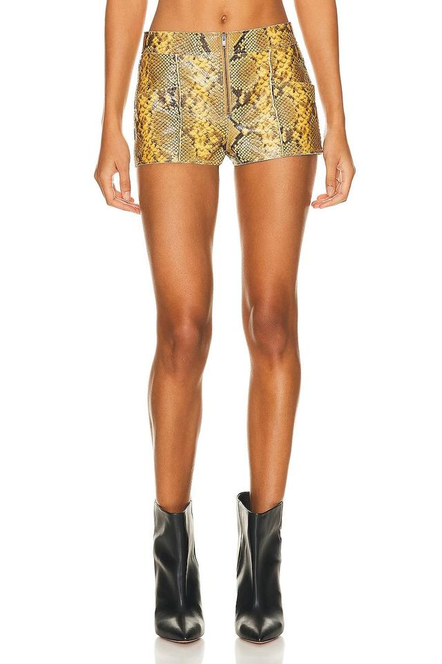 Isabel Marant Cadelia Python Effect Leather Short in Yellow Product Image