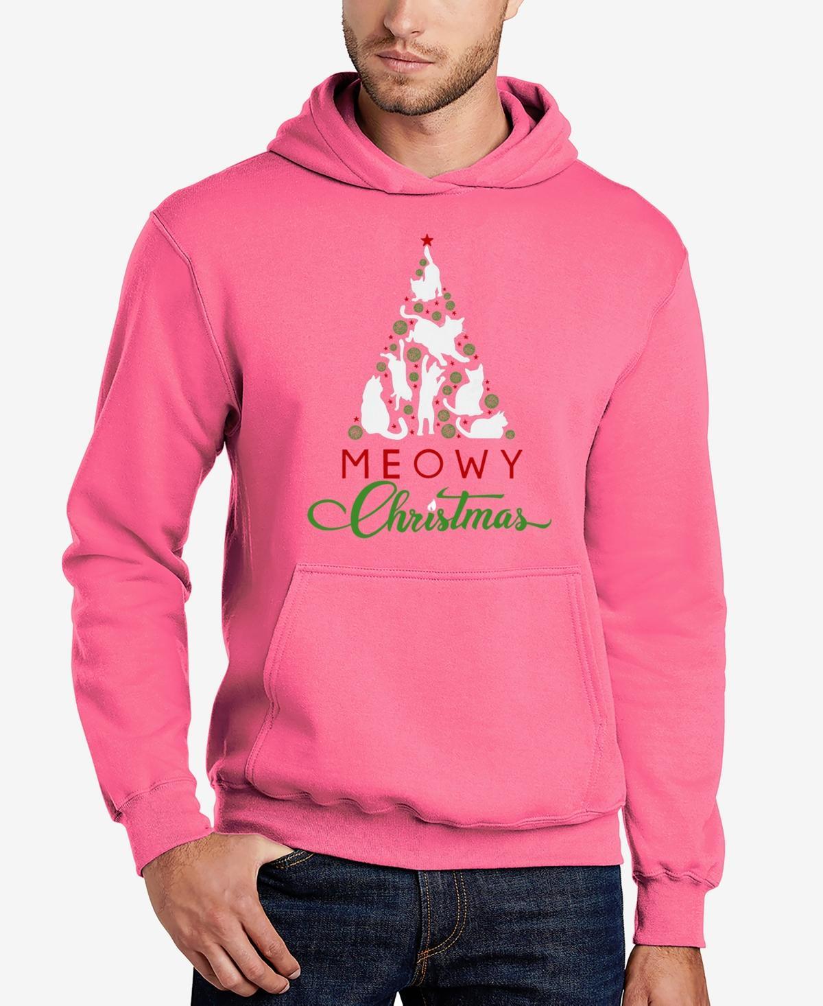 La Pop Art Mens Meowy Christmas Tree Word Art Hooded Sweatshirt Product Image