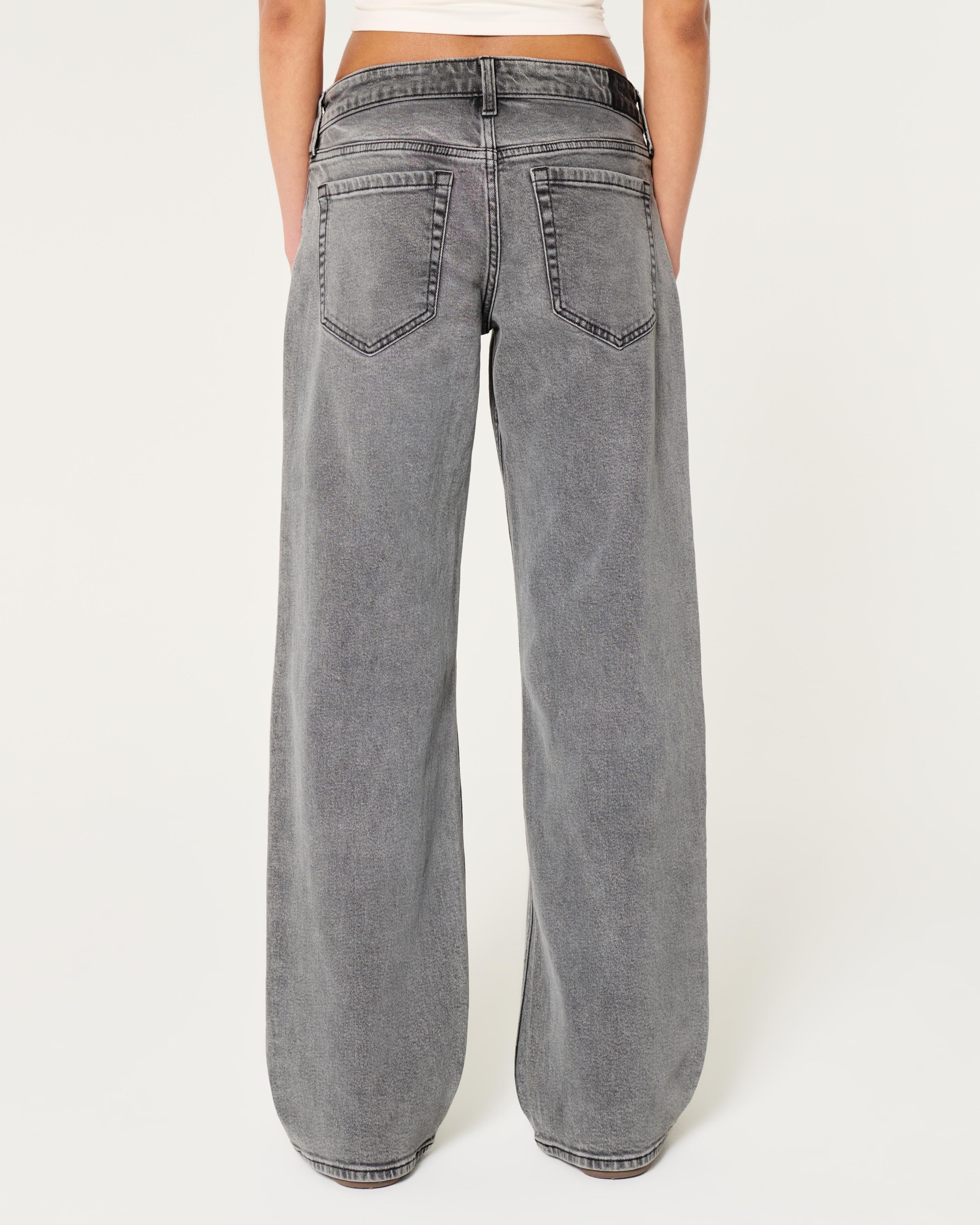 Low-Rise Distressed Medium Wash Baggy Jeans Product Image