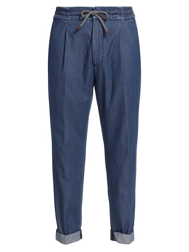 Mens Tapered Denim Drawstring Pants Product Image