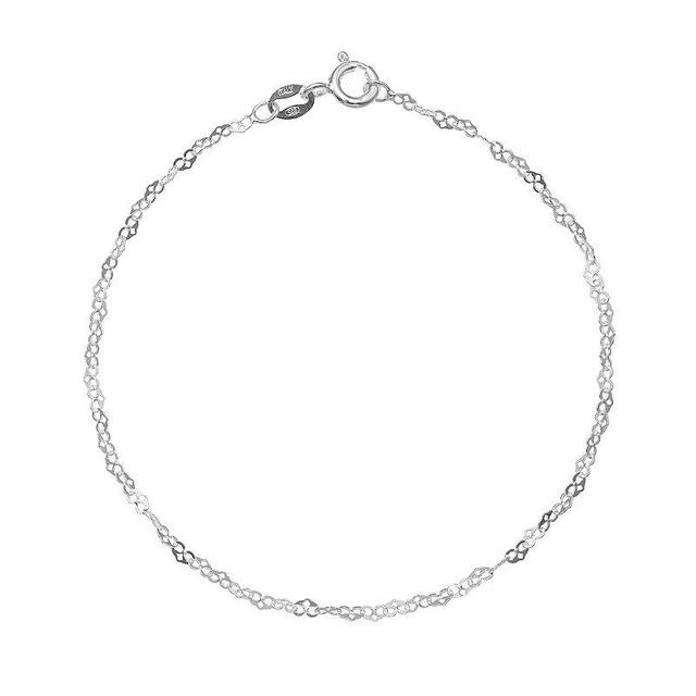 PRIMROSE Sterling Silver Heart Link Bracelet, Womens Grey Product Image