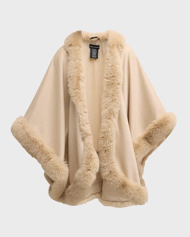 Cashmere Cape With Faux Fur Trim  Product Image