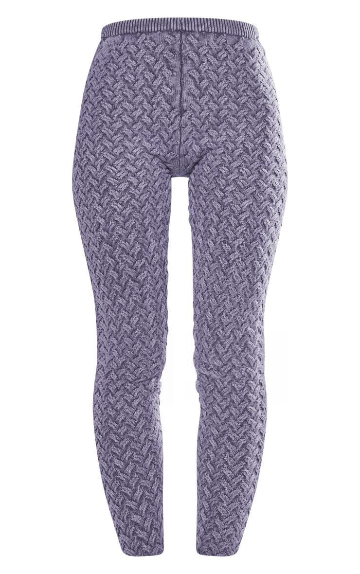 Blue Cable Knitted Denim Look Leggings product image