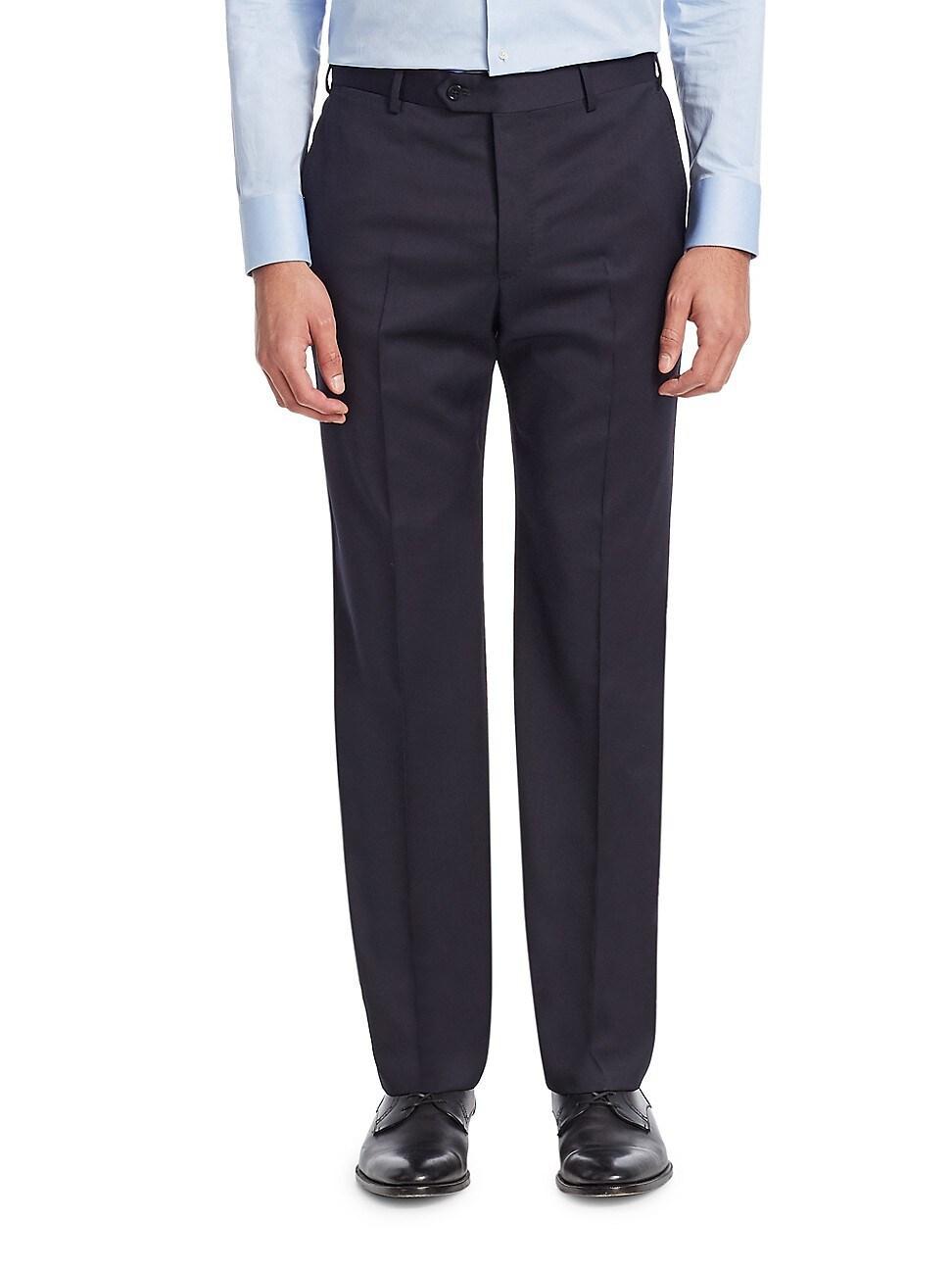 Mens Navy Wool Trousers Product Image