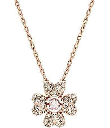 Womens Idyllia Rose-Goldtone & Swarovski Crystal Four-Leaf Clover Pendant Necklace Product Image